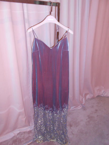 LA PERLA 1990S VELVET SLIP WITH LACE