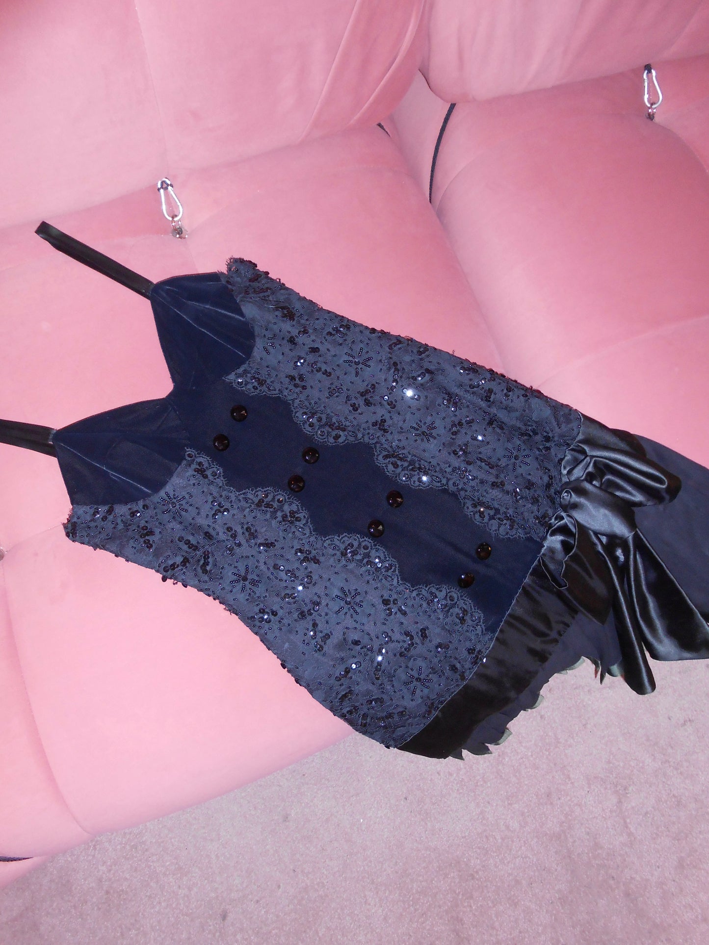 BELLEVILLE SASSOON LORCAN MULLANY 1980S VELVET AND LACE MINI DRESS