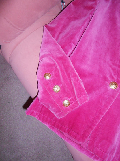 YVES SAINT LAURENT VARIATION 1980S VELVET SINGLE BUTTON JACKET