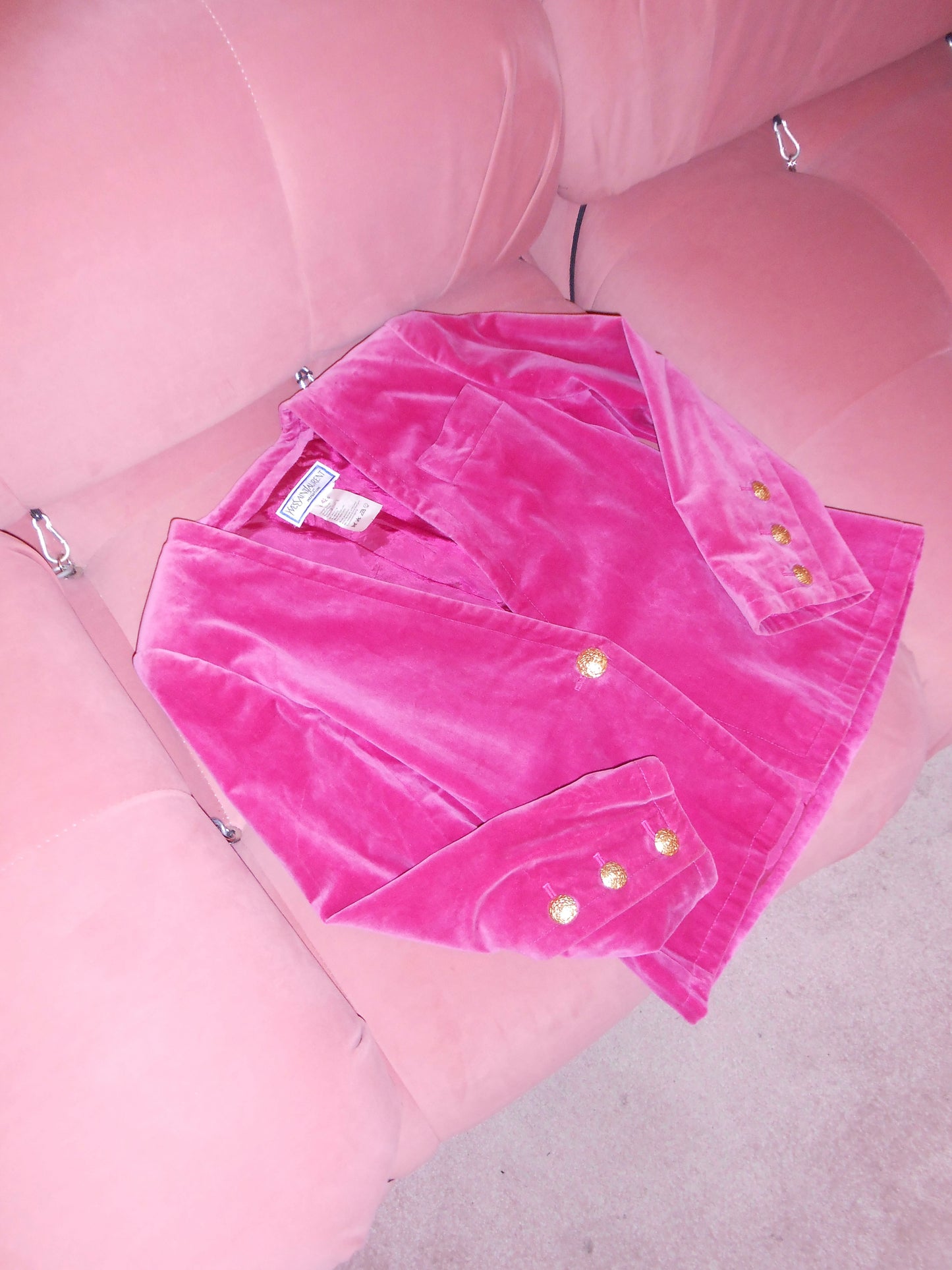 YVES SAINT LAURENT VARIATION 1980S VELVET SINGLE BUTTON JACKET