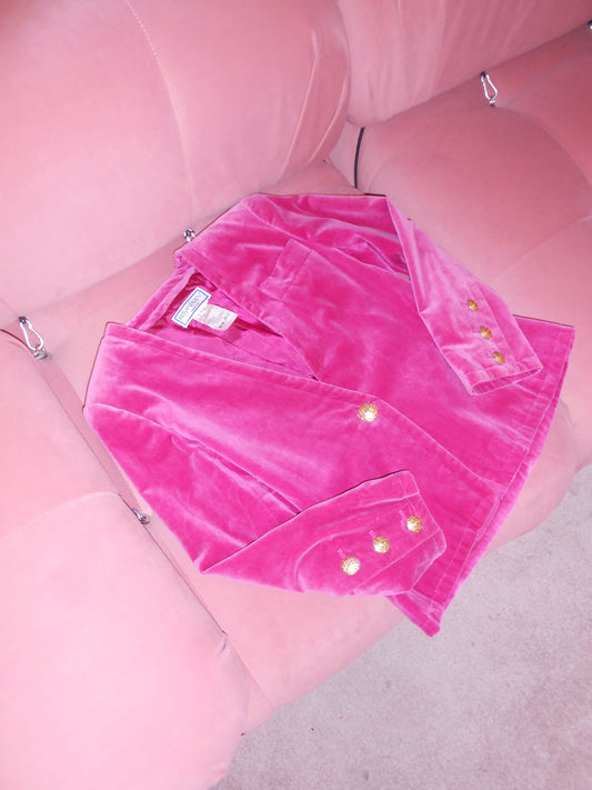 YVES SAINT LAURENT VARIATION 1980S VELVET SINGLE BUTTON JACKET