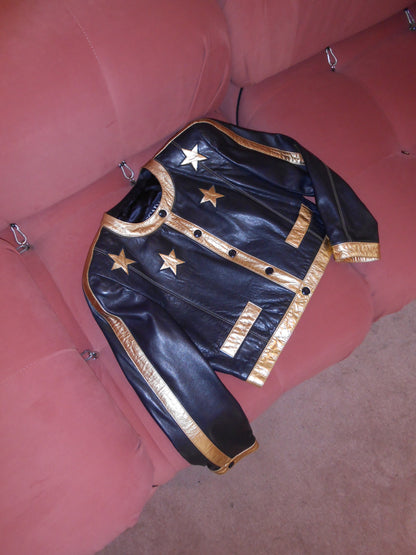 ESCADA	1980S LEATHER JACKET WITH STARS