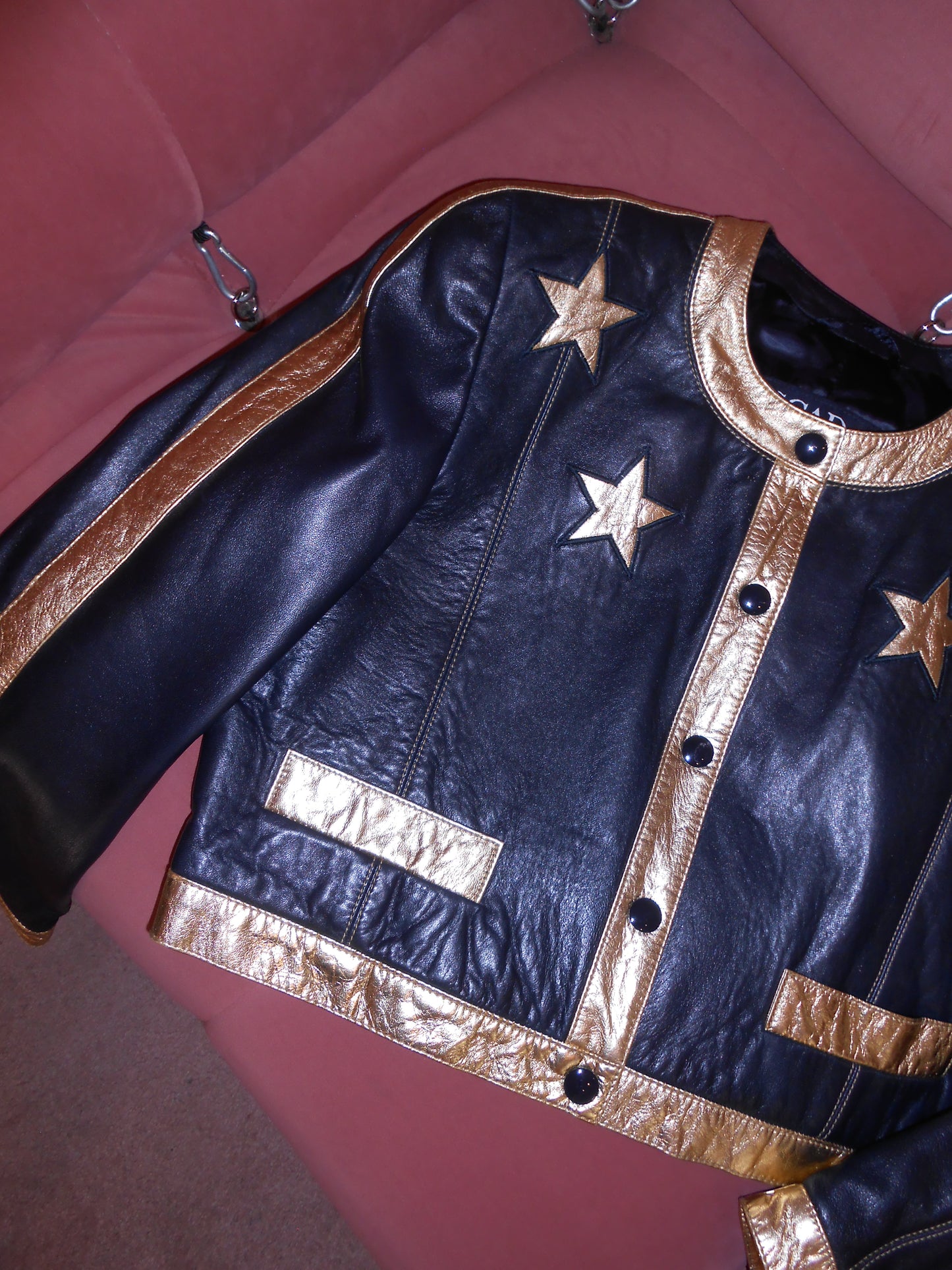 ESCADA	1980S LEATHER JACKET WITH STARS
