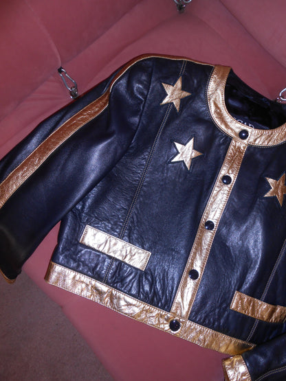 ESCADA	1980S LEATHER JACKET WITH STARS