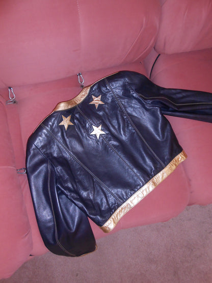 ESCADA	1980S LEATHER JACKET WITH STARS