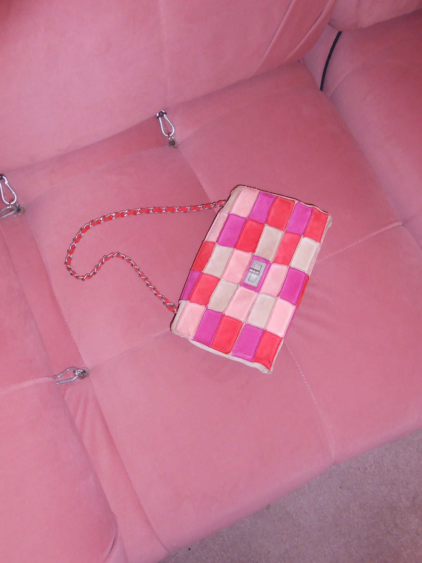 CHANEL SS 2000 SUEDE PATCHWORK FLAP BAG