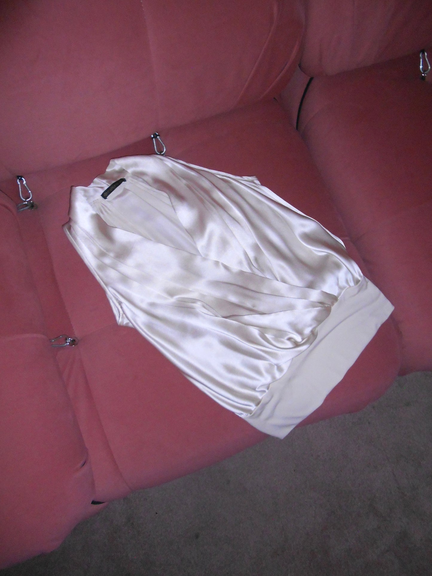 PLEIN SUD EARLY 2000S SILK PLUNGING DRAPED TOP