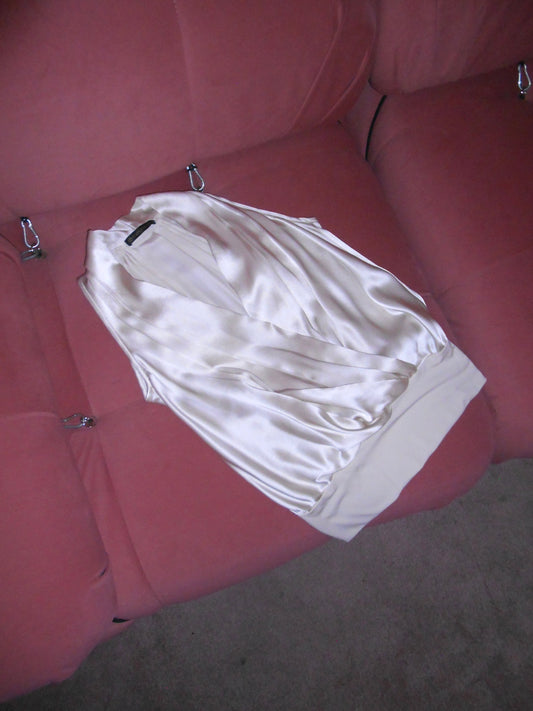 PLEIN SUD EARLY 2000S SILK PLUNGING DRAPED TOP