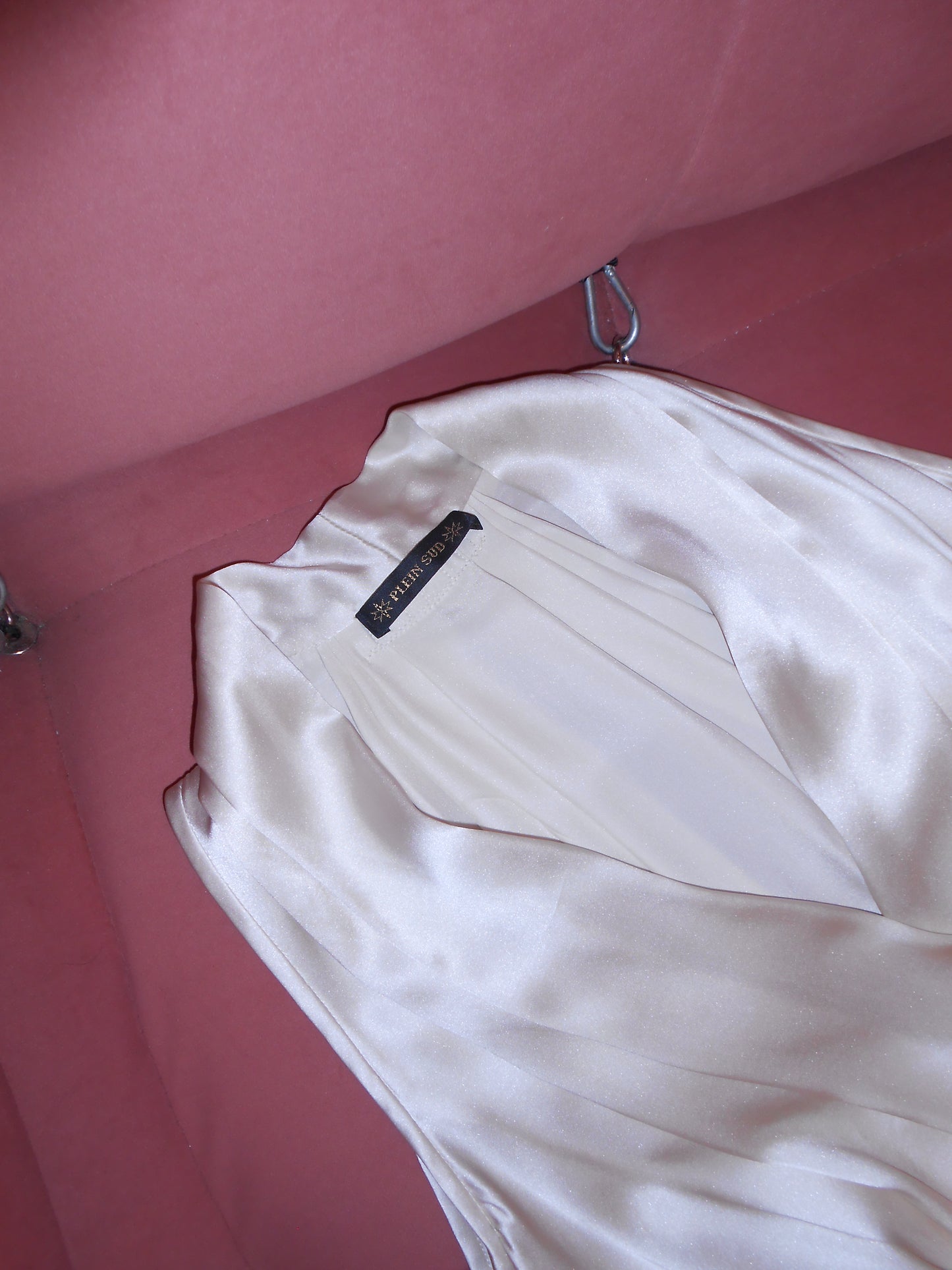 PLEIN SUD EARLY 2000S SILK PLUNGING DRAPED TOP