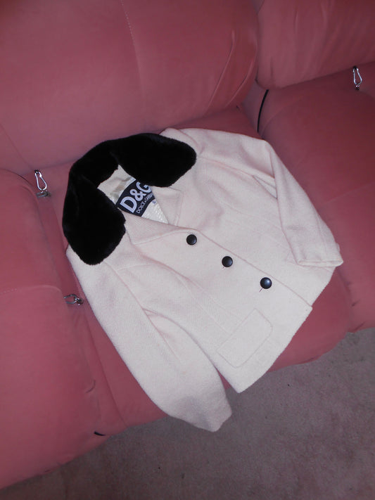 DOLCE & GABBANA 1990S WOOL JACKET WITH FUR COLLAR