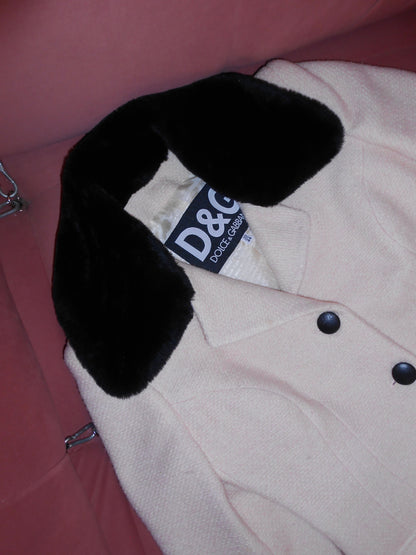 DOLCE & GABBANA 1990S WOOL JACKET WITH FUR COLLAR