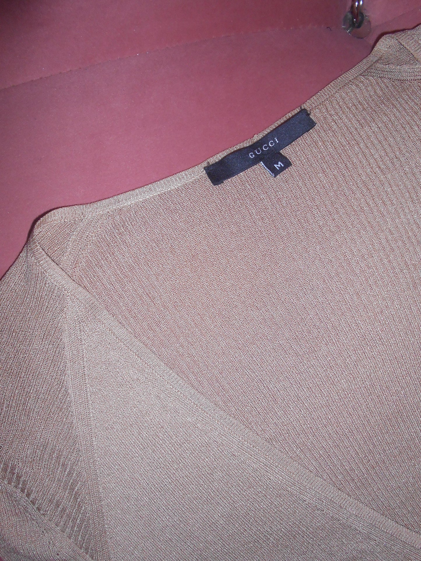 GUCCI BY TOM FORD	1990S GOLD RIBBED KNIT TOP