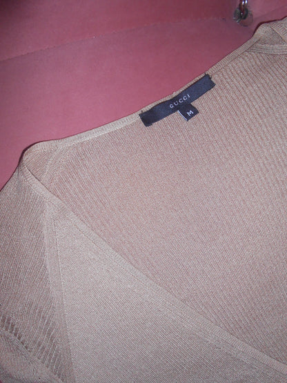 GUCCI BY TOM FORD	1990S GOLD RIBBED KNIT TOP