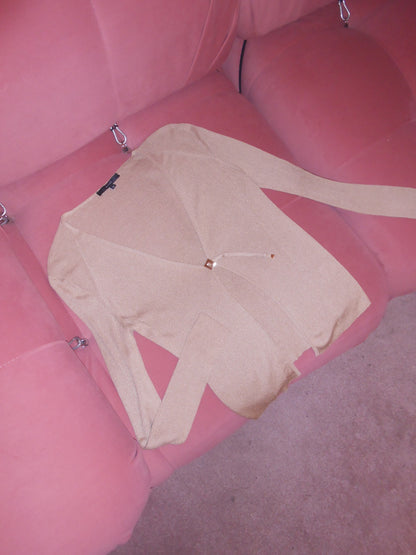 GUCCI BY TOM FORD	1990S GOLD RIBBED KNIT TOP