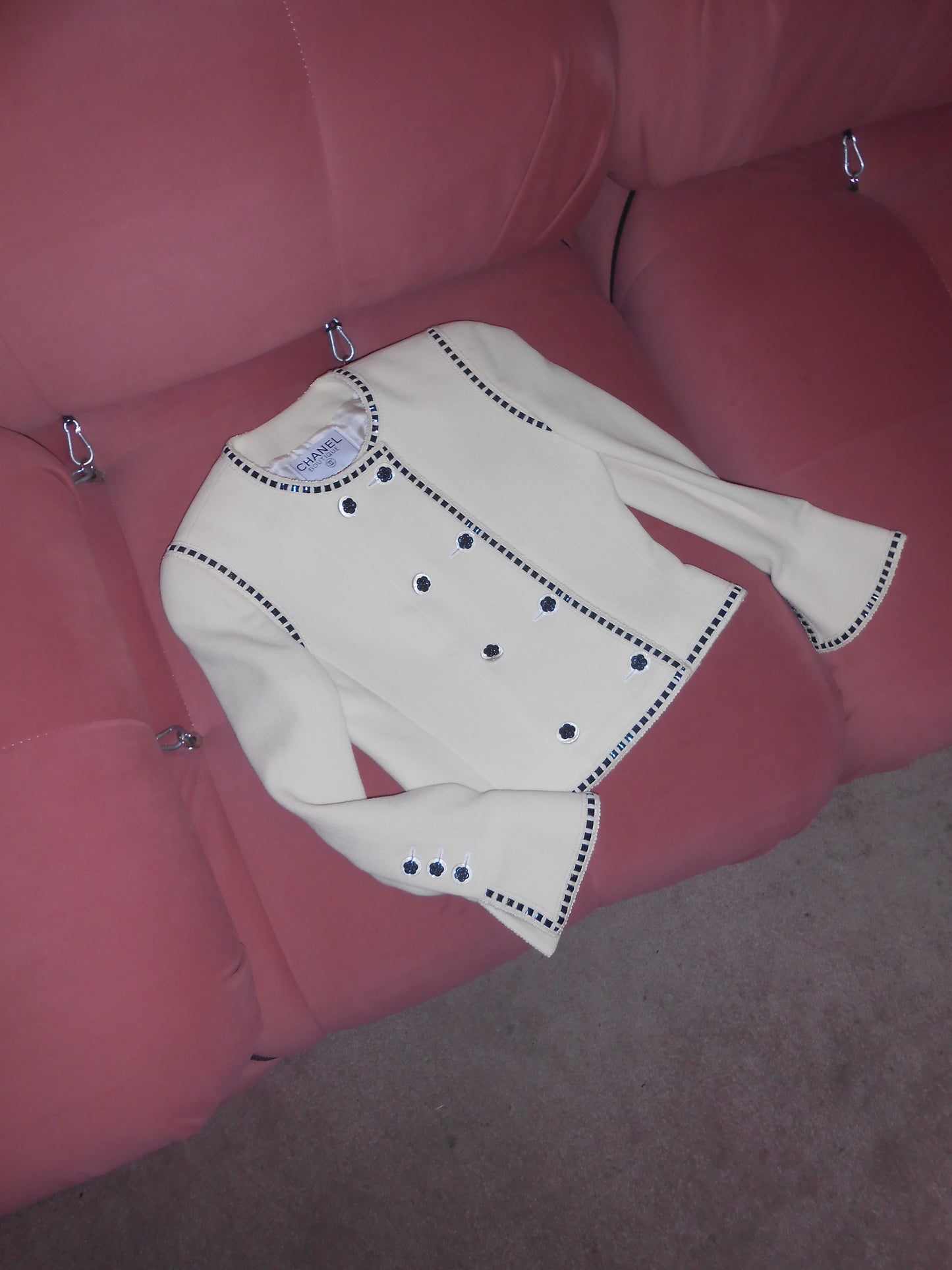 CHANEL BY KARL LAGERFELD SS 1992 WOOL JACKET WITH RIBBON TRIM