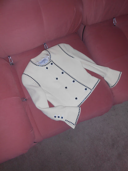 CHANEL BY KARL LAGERFELD SS 1992 WOOL JACKET WITH RIBBON TRIM