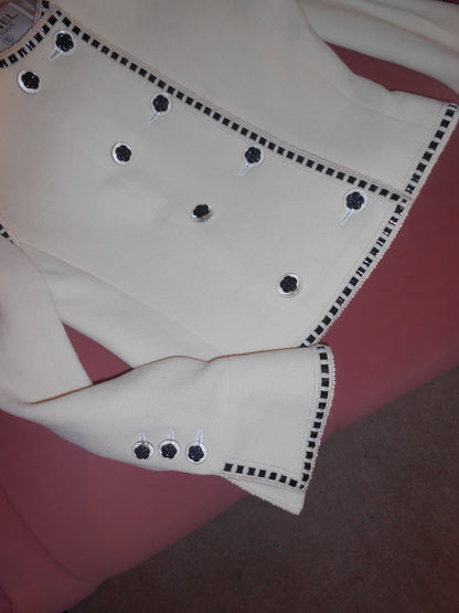 CHANEL BY KARL LAGERFELD SS 1992 WOOL JACKET WITH RIBBON TRIM