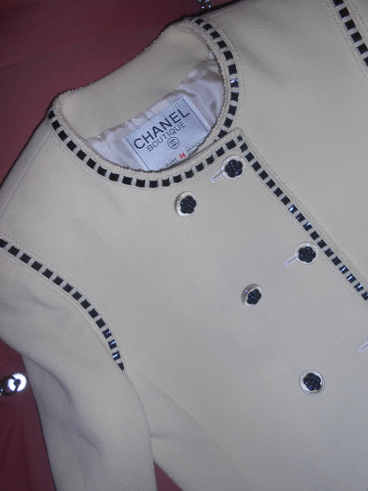 CHANEL BY KARL LAGERFELD SS 1992 WOOL JACKET WITH RIBBON TRIM
