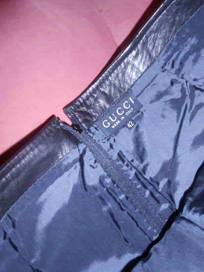 GUCCI BY TOM FORD	1990S LEATHER MICRO MINI SKIRT