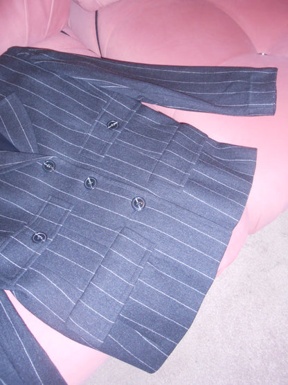 YVES SAINT LAURENT VARIATION 1990S PINSTRIPE WOOL JACKET