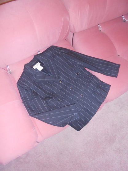 YVES SAINT LAURENT VARIATION 1990S PINSTRIPE WOOL JACKET