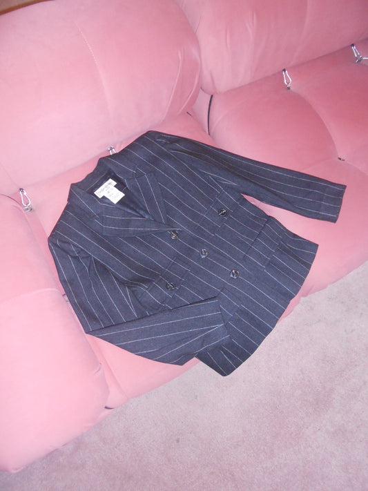 YVES SAINT LAURENT VARIATION 1990S PINSTRIPE WOOL JACKET