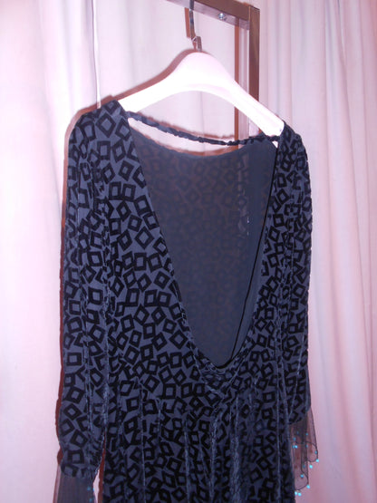 GIANNI VERSACE FW 1999 VELVET BURNOUT OPEN BACK DRESS