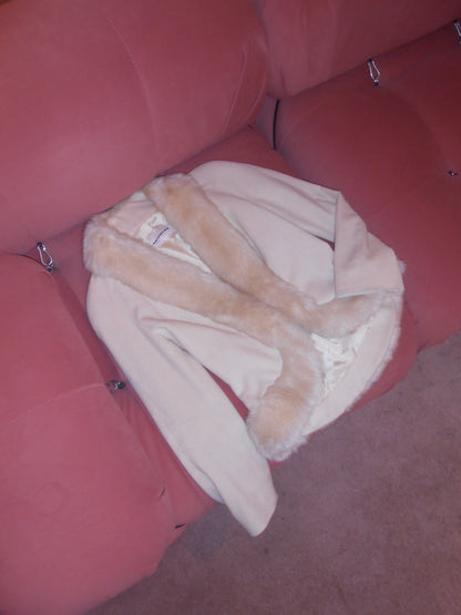 MUGLER	1990S WOOL JACKET WITH FAUX FUR COLLAR