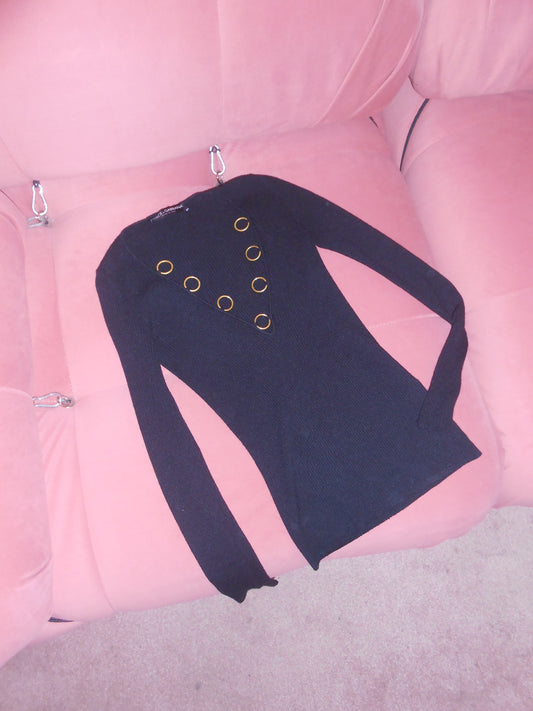DOLCE & GABBANA 1990S RIBBED KNIT TOP WITH RINGS