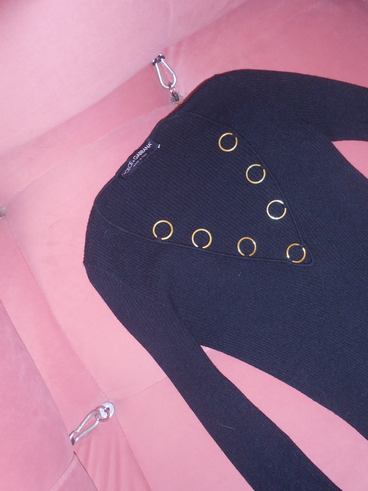 DOLCE & GABBANA 1990S RIBBED KNIT TOP WITH RINGS