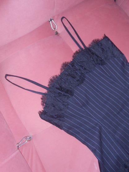 DOLCE & GABBANA EARLY 2000S PINSTRIPE TOP WITH LACE