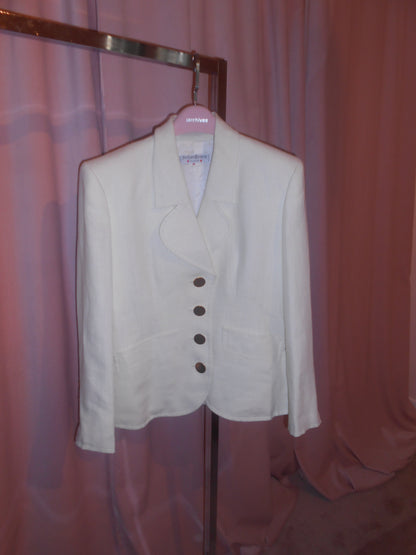 YVES SAINT LAURENT 1990S LINEN JACKET WITH GOLD BUTTONS