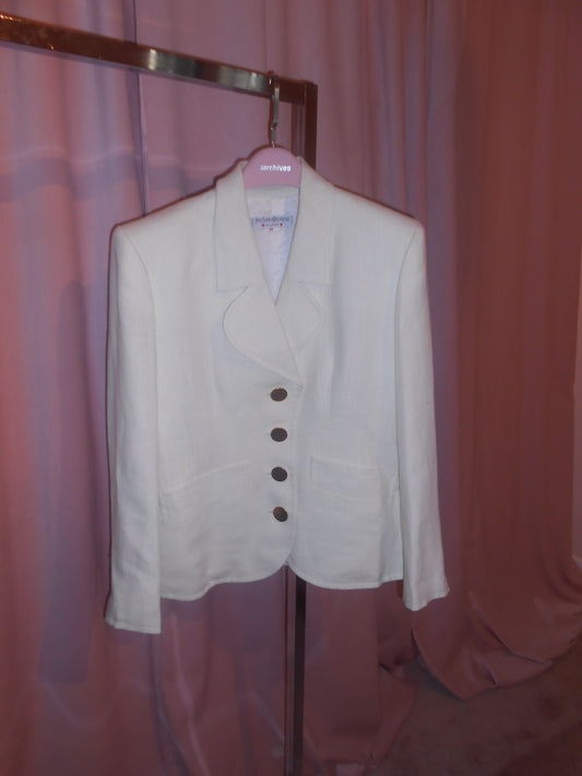 YVES SAINT LAURENT 1990S LINEN JACKET WITH GOLD BUTTONS