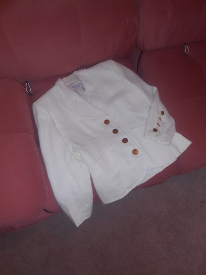 YVES SAINT LAURENT 1990S LINEN JACKET WITH GOLD BUTTONS