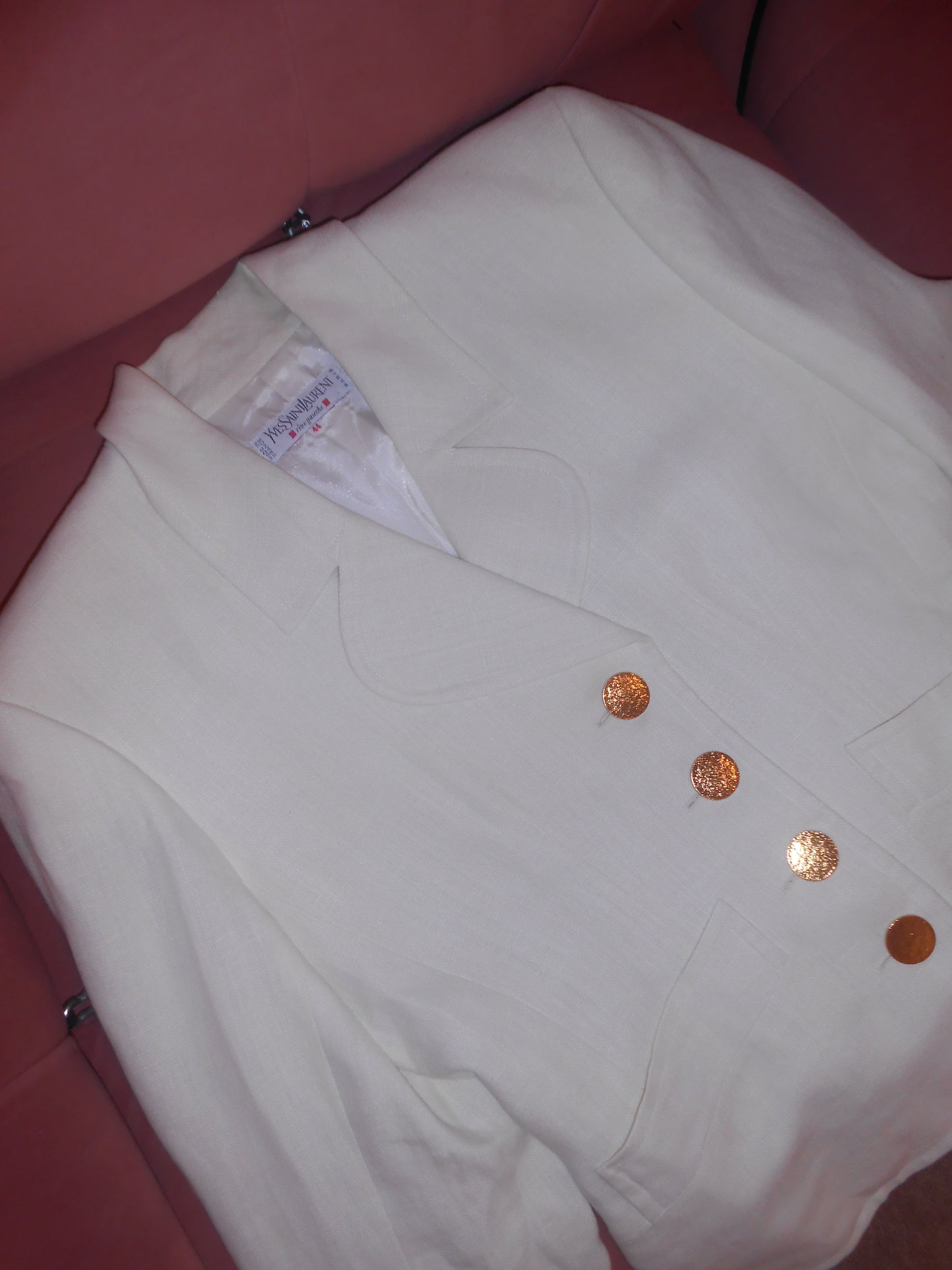YVES SAINT LAURENT 1990S LINEN JACKET WITH GOLD BUTTONS