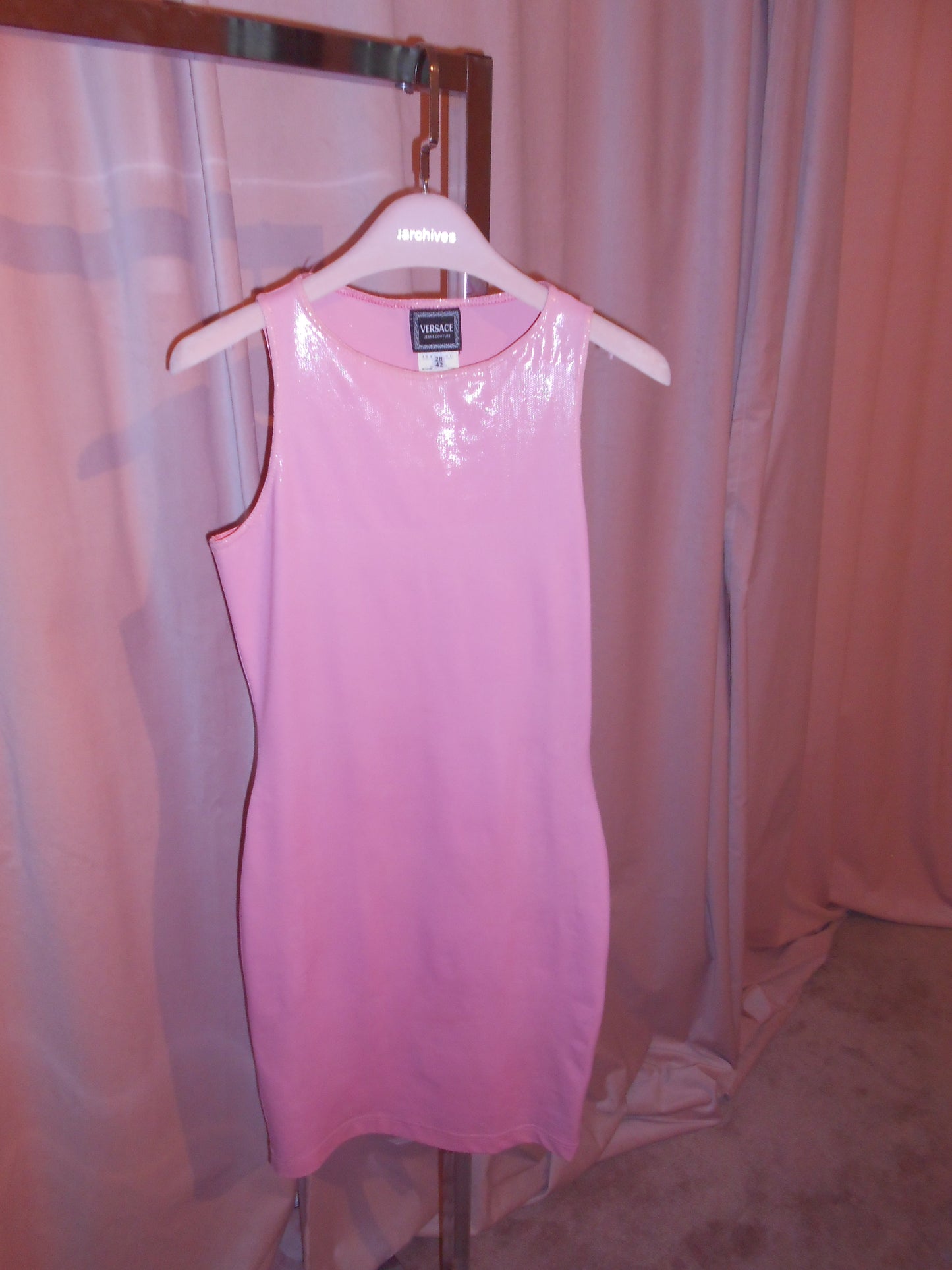 VERSACE JEANS COUTURE 1990S PINK WET DRESS