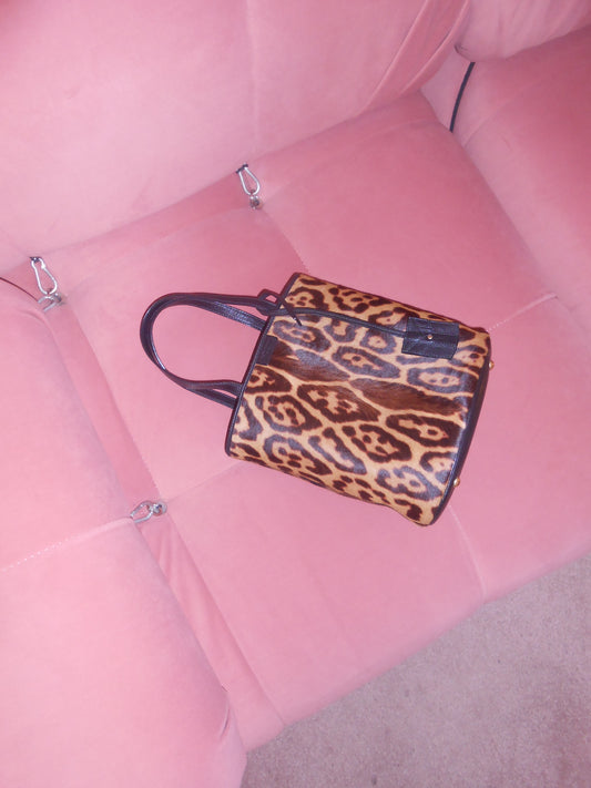 YVES SAINT LAURENT EARLY 2000S LEOPARD PONY HAIR BUCKET BAG