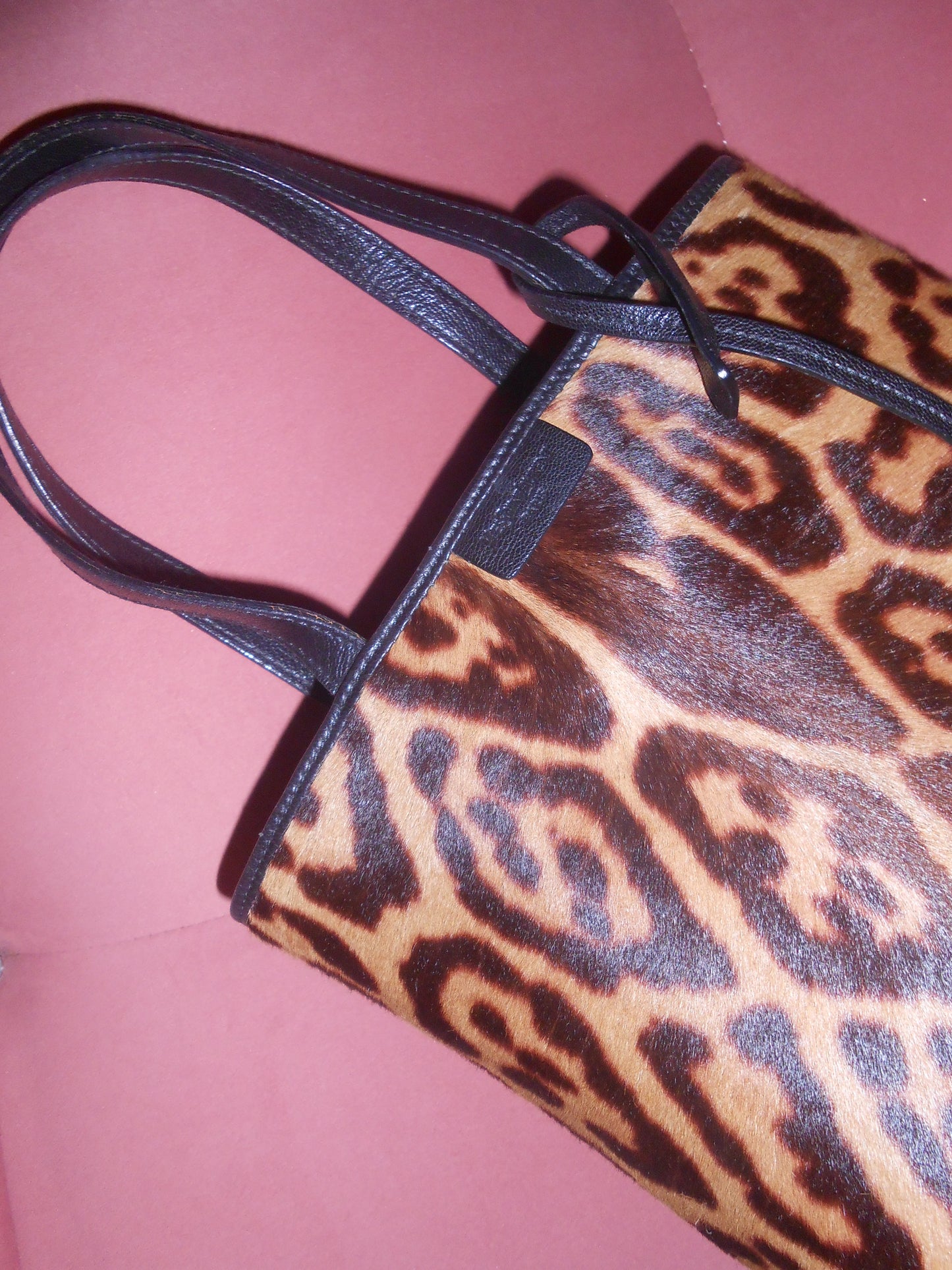 YVES SAINT LAURENT EARLY 2000S LEOPARD PONY HAIR BUCKET BAG