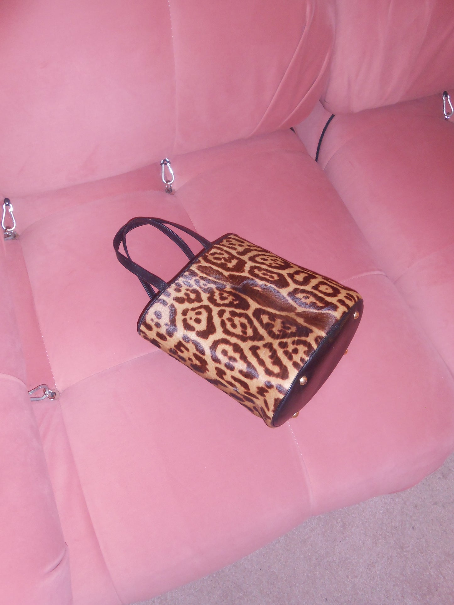 YVES SAINT LAURENT EARLY 2000S LEOPARD PONY HAIR BUCKET BAG