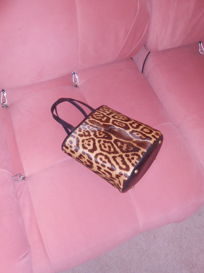 YVES SAINT LAURENT EARLY 2000S LEOPARD PONY HAIR BUCKET BAG