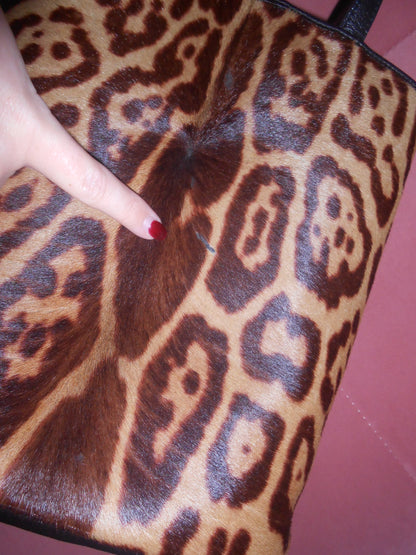 YVES SAINT LAURENT EARLY 2000S LEOPARD PONY HAIR BUCKET BAG