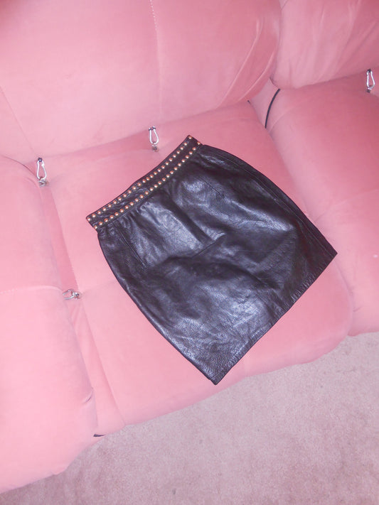 MOSCHINO CHEAP & CHIC	1990S LEATHER SKIRT WITH STUDS