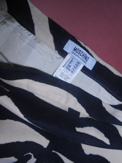 MOSCHINO CHEAP & CHIC	EARLY 2000S ZEBRA VELVET PENCIL SKIRT