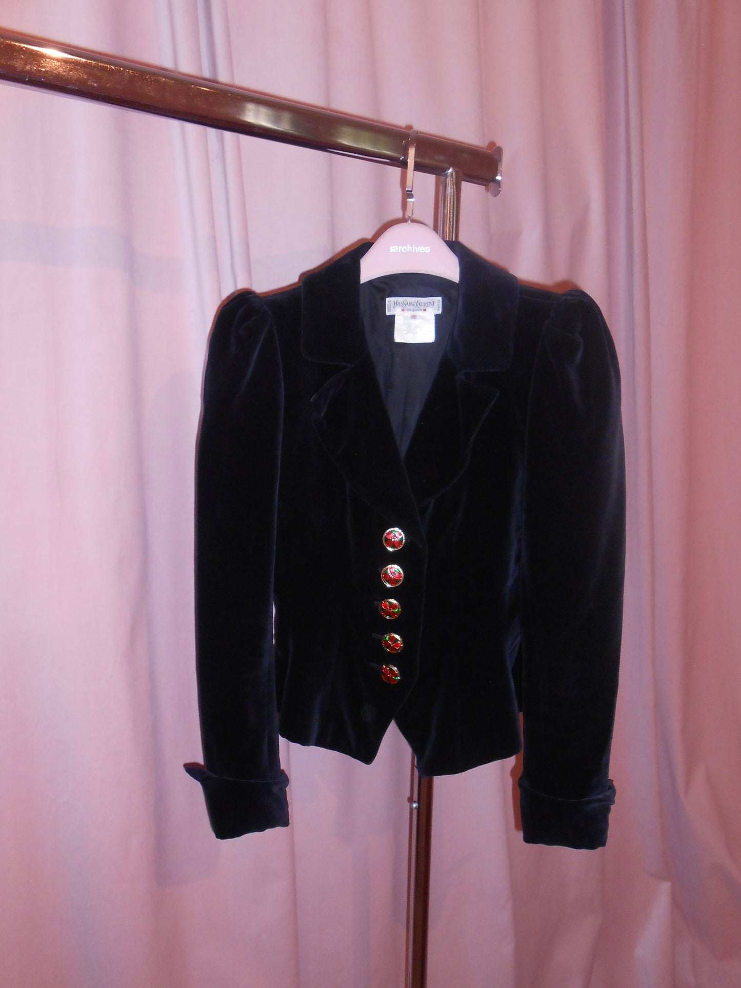 YVES SAINT LAURENT FW 1992 VELVET JACKET WITH JEWEL BUTTONS