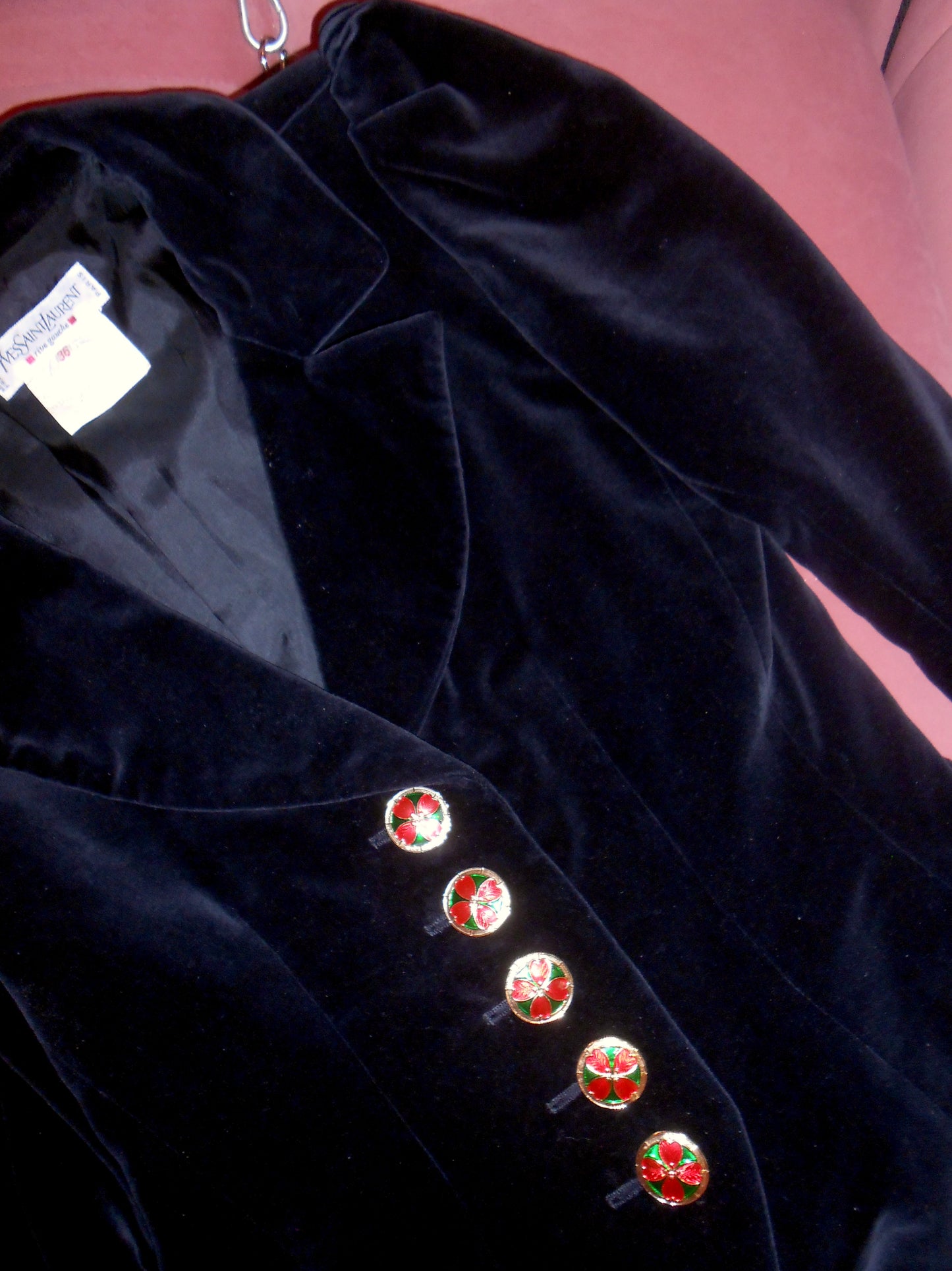 YVES SAINT LAURENT FW 1992 VELVET JACKET WITH JEWEL BUTTONS