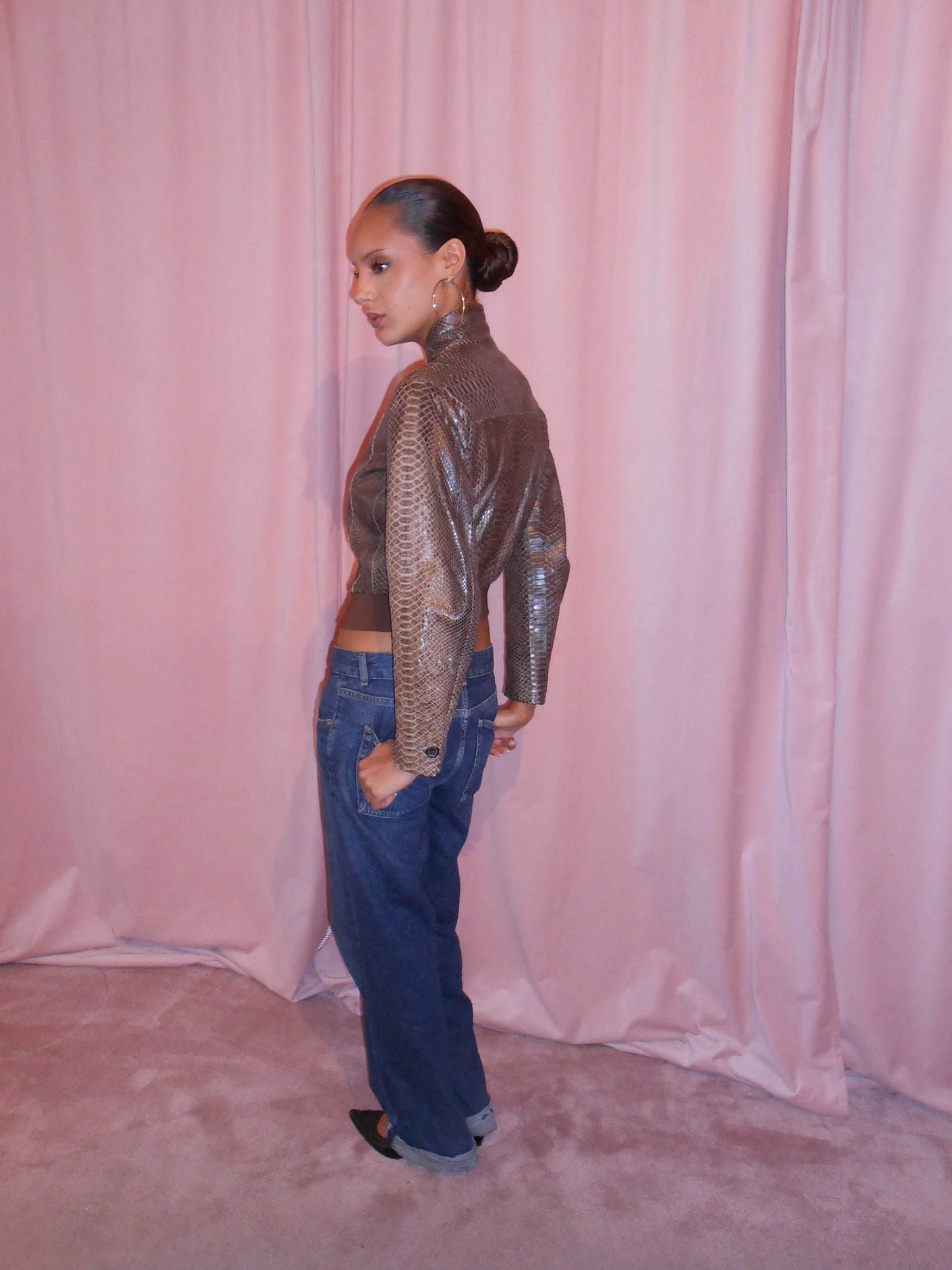 YVES SAINT LAURENT BY TOM FORD EARLY 2000S PYTHON BOMBER JACKET