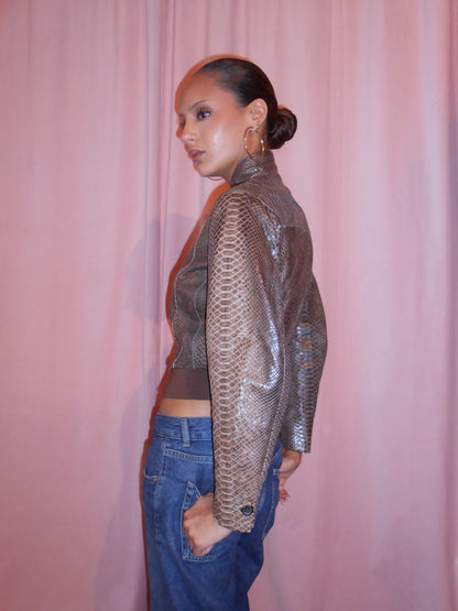 YVES SAINT LAURENT BY TOM FORD EARLY 2000S PYTHON BOMBER JACKET
