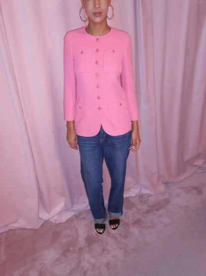 CHANEL BY KARL LAGERFELD SS 1995 PINK JACKET WITH LOGO BUTTONS