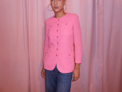 CHANEL BY KARL LAGERFELD SS 1995 PINK JACKET WITH LOGO BUTTONS