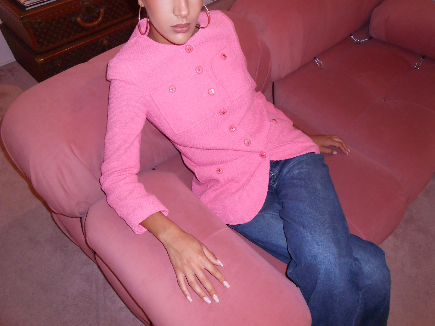 CHANEL BY KARL LAGERFELD SS 1995 PINK JACKET WITH LOGO BUTTONS